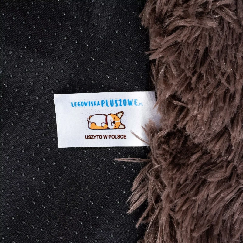 Antypoślizgowy spód pluszowego legowiska dla psa brązowego - logo