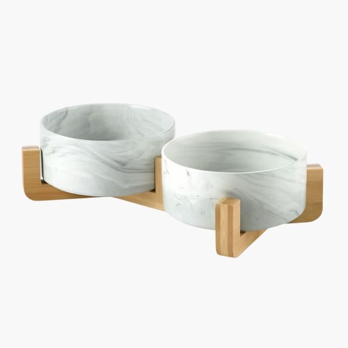 Miski dla psa Ceramiczne na stojaku Marmurowe