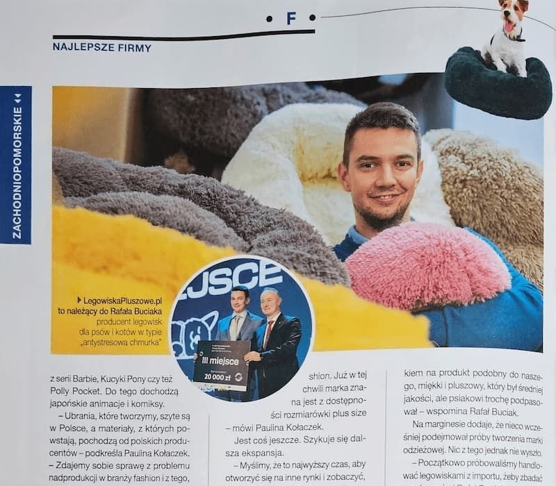 Legowiska dla psa uznane przez TVP i Forbes - okładka gazety